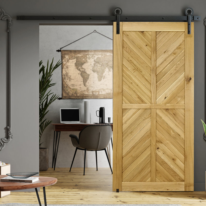 Waldo Solid Oak Wood Barn Door, Unfinished