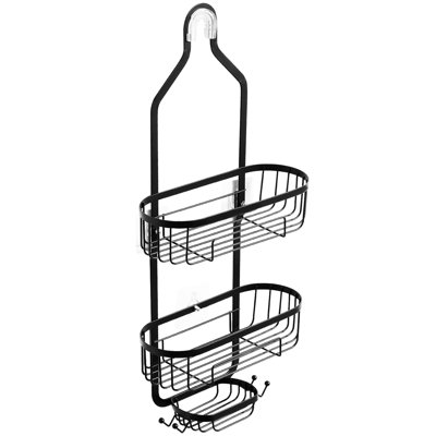 Étagère de rangement pour salle de bain à 3 compartiments de rangement pour salle de bain suspendue sans perçage en fer noir mat 2,03 lb poids 4,66 po de hauteur 10,47 po de largeur 12,96 po de profondeur supporte 40 lb