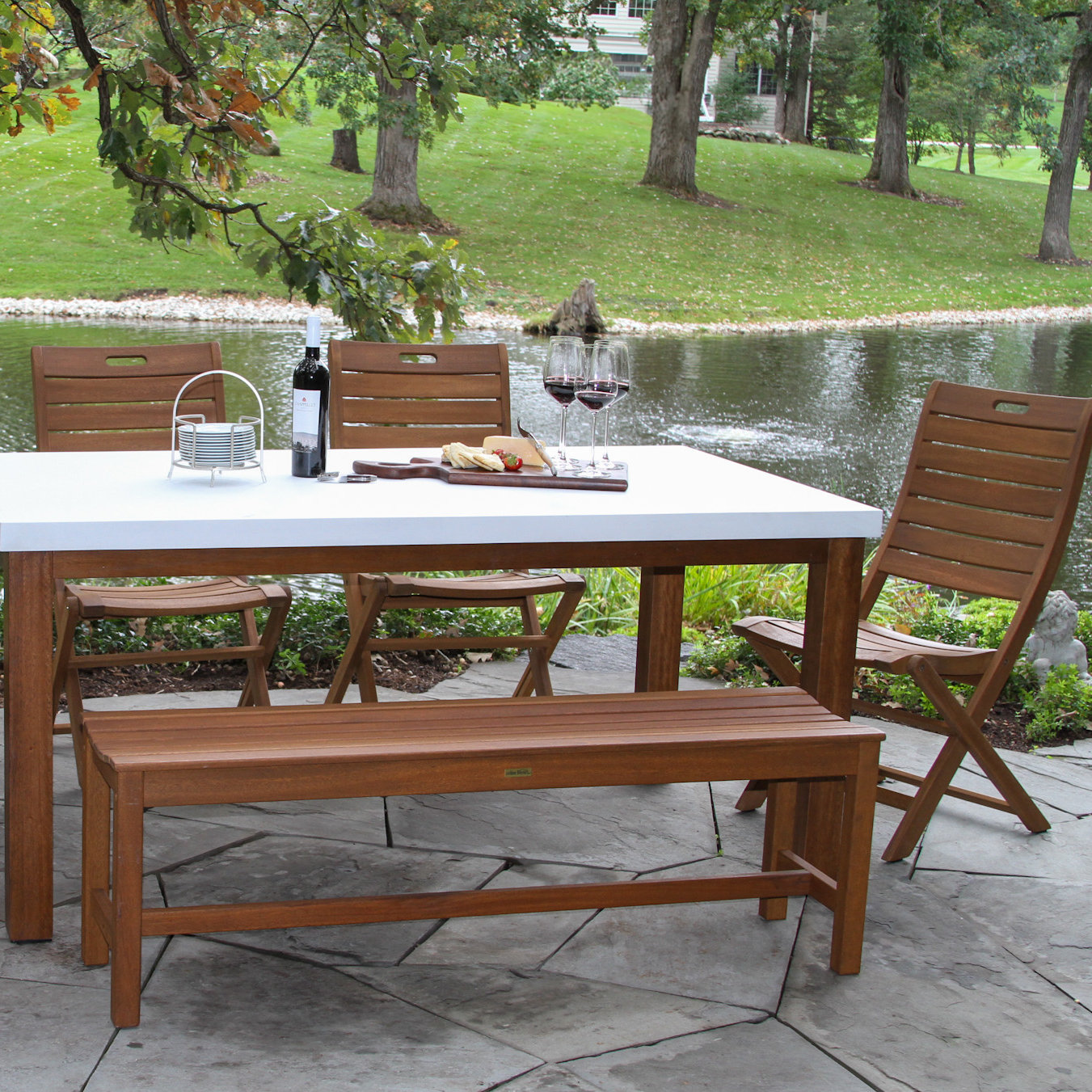 Kinsler Eucalyptus Outdoor Dining Side Chair, Brown