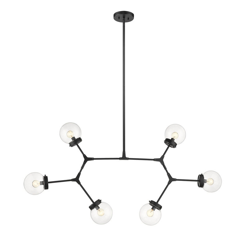 Lustree géométrique 6 lumières spoutnik Lesa, Noir mat
