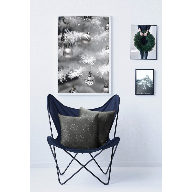 Brais Square Cushion, 39cm H x 39cm W, Gray/Silver, Polyester/Polyfill