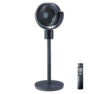 7" Pedestal Fan, Oscillating Standing Floor Fan With Dc Motor & Remote Control, 12 Speeds & 3 Modes With 15h Timer, Adjustable Height Quiet Fan For Home Bedroom Living Room Study Room, Blue Gray