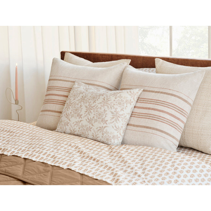 Housse de coussin Marguerite , Naturel / praline, Rectangulaire H 14 po x l 20 po