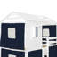Lit superposé simple avec tente bleue et blanche, conception de style cabane dans les arbres, bois massif et matériau, activités de rangement spacieuses, décoration de chambre à coucher