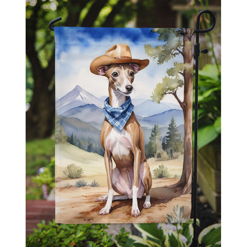 Drapeau Cowboy Welcome Garden, Lévrier italien brun / blanc