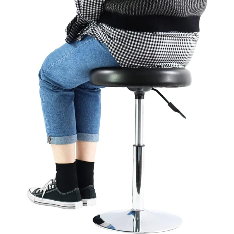 Tabouret de bureau rond et réglable en cuir