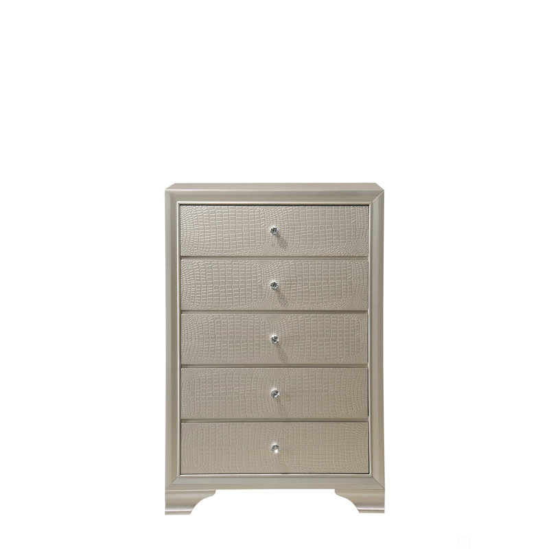Mobilier de chambre en bois à cinq tiroirs, Champagne