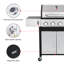 Barbecue au propane à 4 brûleurs avec brûleur latéral et grilles de cuisson en fonte émaillée