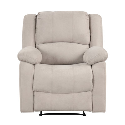 Modern Reclining Chair Textured Fabric Upholstery Pillowtop Arms Solid Wood Frame 1Pc Living Room Furniture