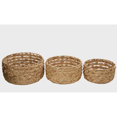 Set Of 3 Round Water Hyacinth Basket