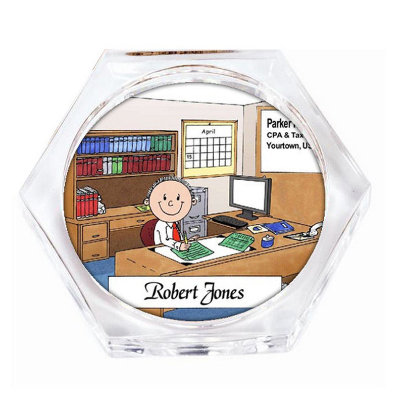 Personalized Comptable - Ensemble de cadeau pour sous-verre à boisson (4 sous-verres), Oui