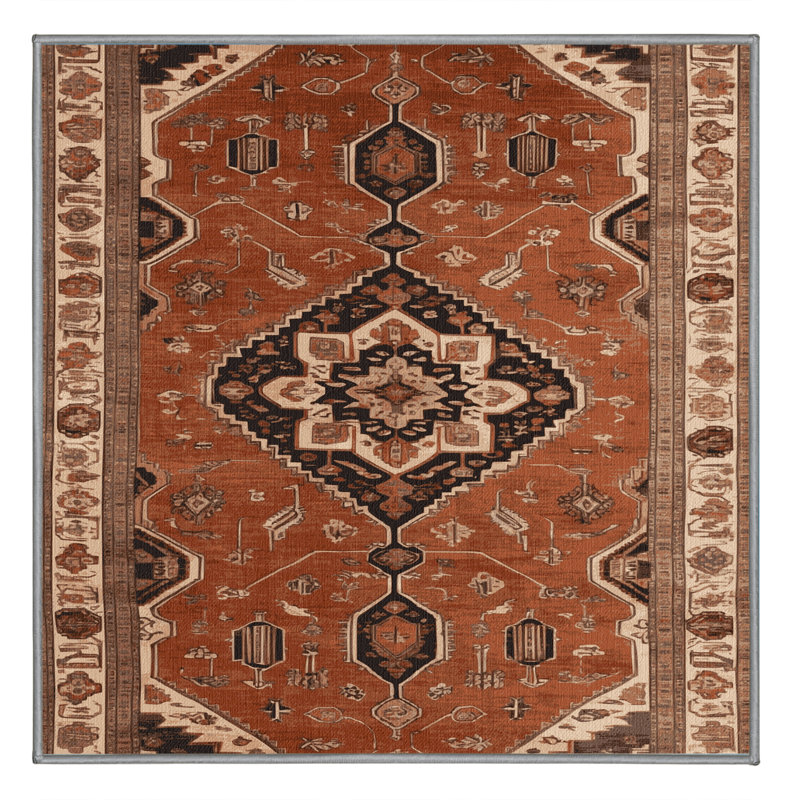 Tapis brun lavable à la machine, Carré 7 pi