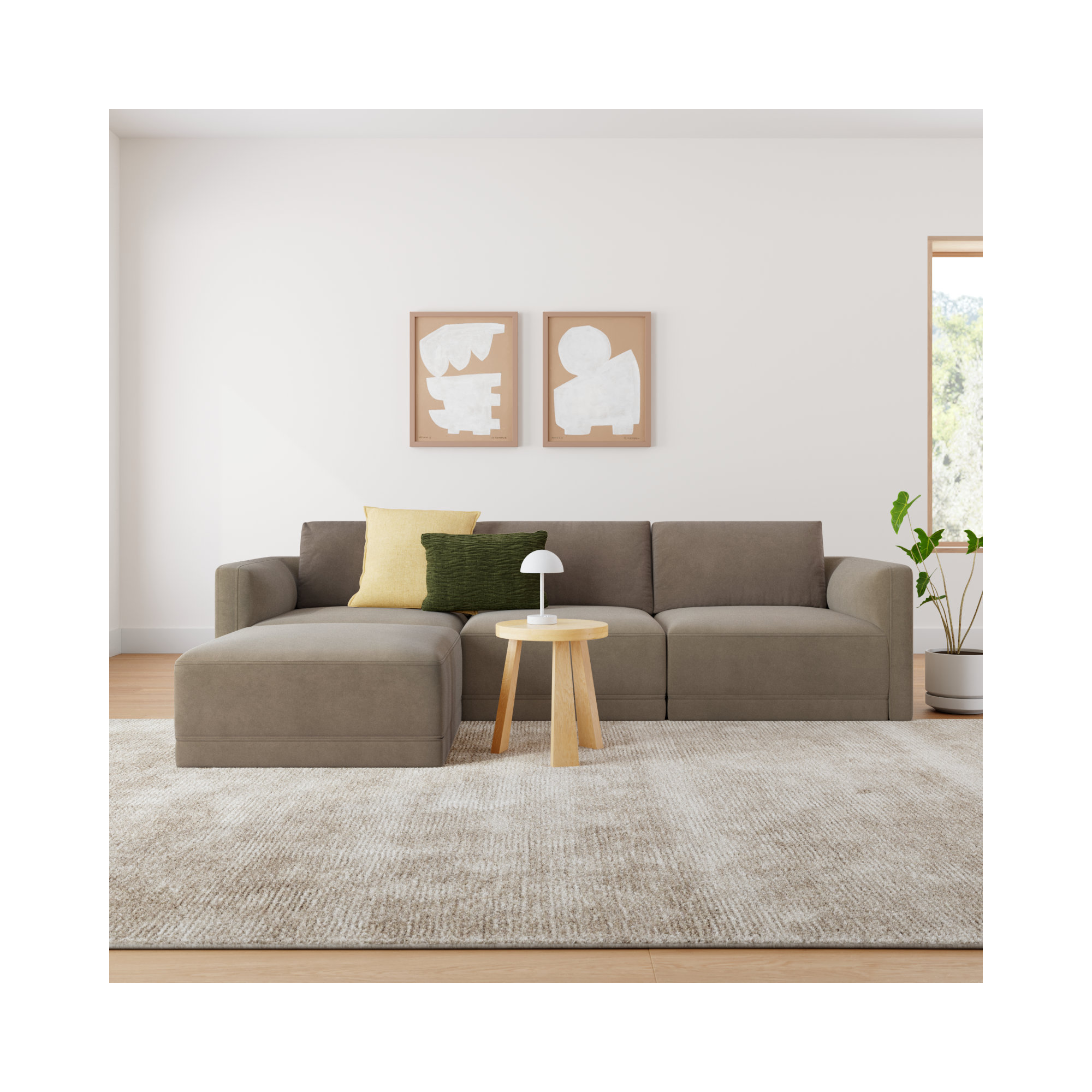 Deirdre Modular Upholstered Reversible Chaise L-Sectional, Taupe