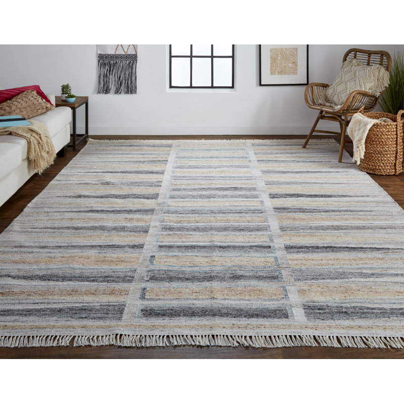 Tapis gris noué à la main Ana, Rectangle 5 pi x 8 pi