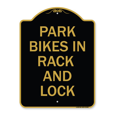 Signmission Designer Series Sign - Park All Bikes In Rack And Lock Sign | Green & White 18" X 24" Heavy-Gauge Aluminum Architectural Sign | Protect Your Business & Municipality | Made In The USA
