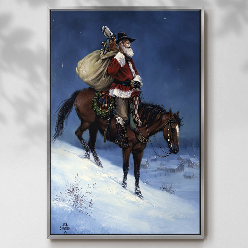 A Cowboy Christmas, reproduction d'art sur toile, H 41 po x l 27 po x P 1,5 po, Argent