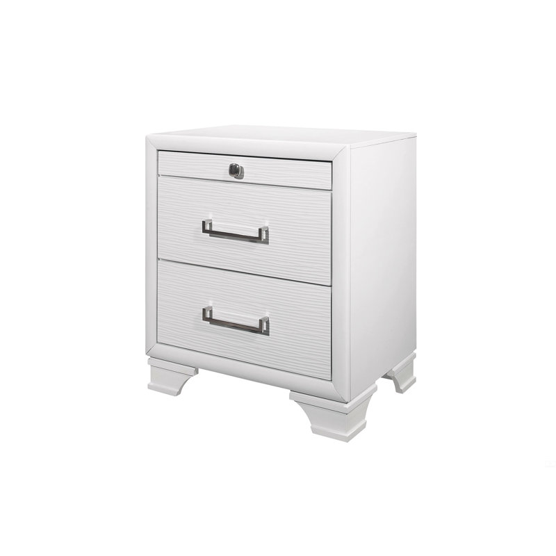 Table de chevet avec rangement, Blanc