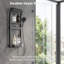 Système de douche moderne avec pomme de pluie et cascade, jets de corps, douche à main à 4 modes, douchette de baignoire et tablette de rangement, panneau de douche multifonction gris
