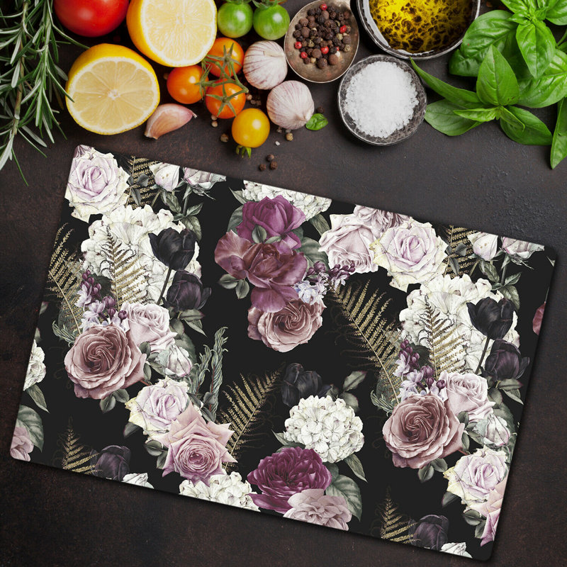 Mccarver Tempered Glass Roses Chopping Board, 52cm x 60cm