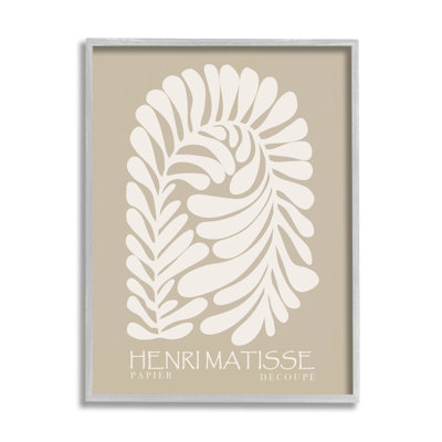 «Neutral Tones Botanical Leaf Motif Matisse Text» par Ros Ruseva - impression