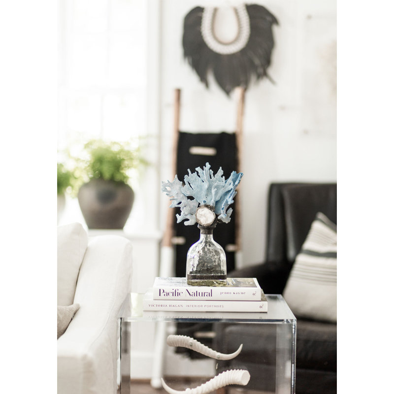 Bouteille décorative en cristal corail bleu / transparent / blanc 13 po