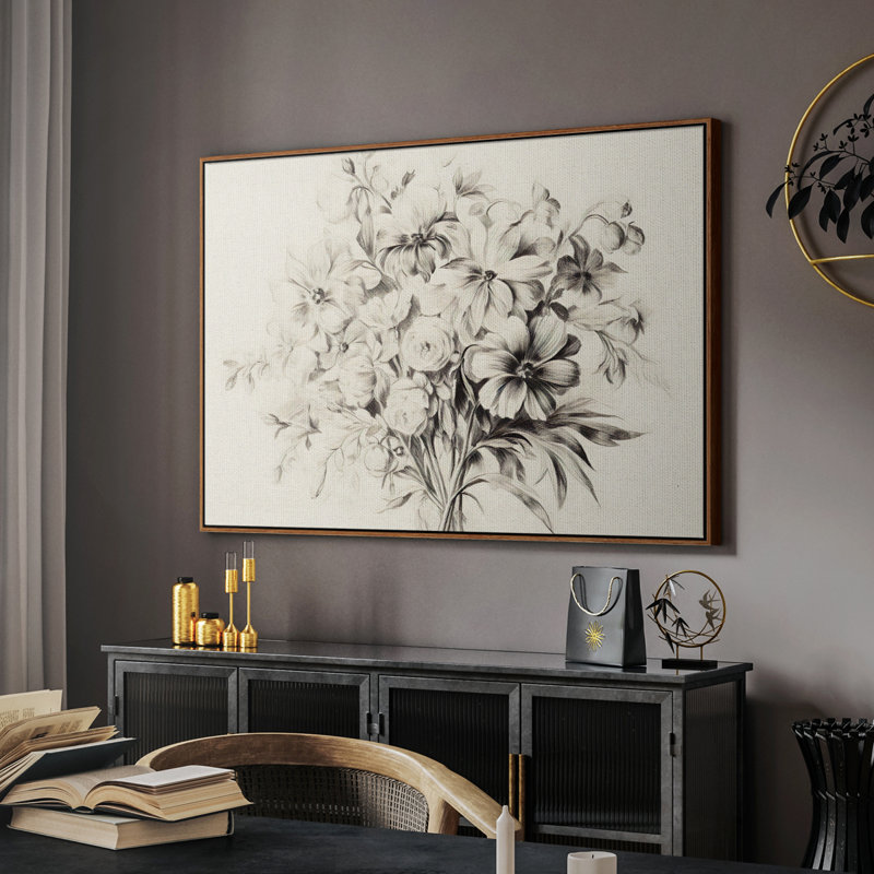 Vintage Sketch-III Framed Gallery Wrapped Canvas, Noyer, H 25 po x l 37 po