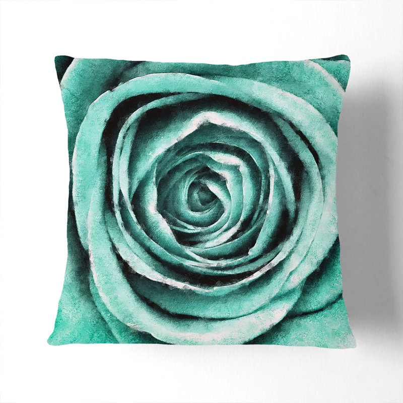 Rose Painting Cushion with Filling, 40cm H x 40cm W x 15cm D, White