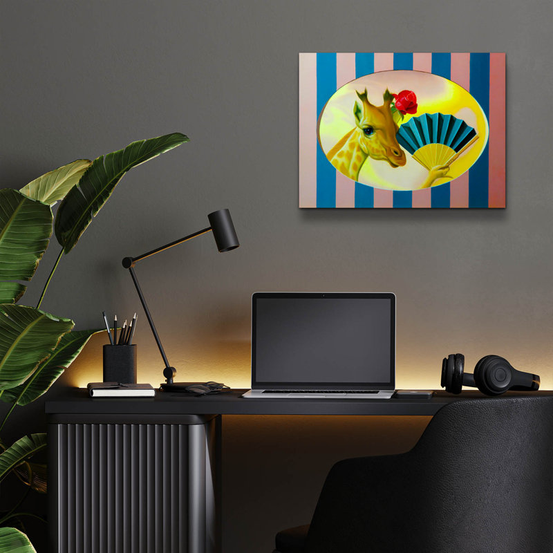 «The Giraffe» par Valery Vecu Quitard, art mural en verre acrylique, H 12 po x l 16 po x P 0,13 po