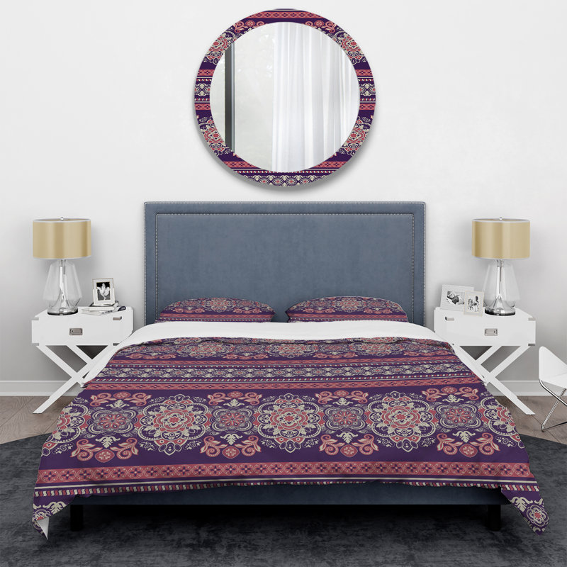Ensemble de housse de couette en microfibre pêche / mauve 3 pièces