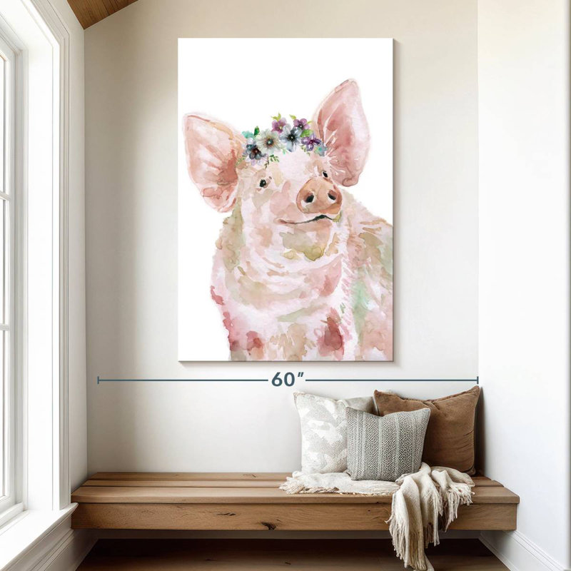 Brampt Flower Crown Pig, 51" H x 34" W
