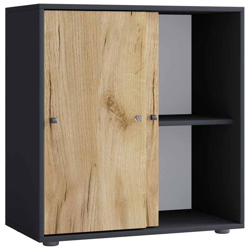 Reshaun Storage Cabinet, Black/Natural