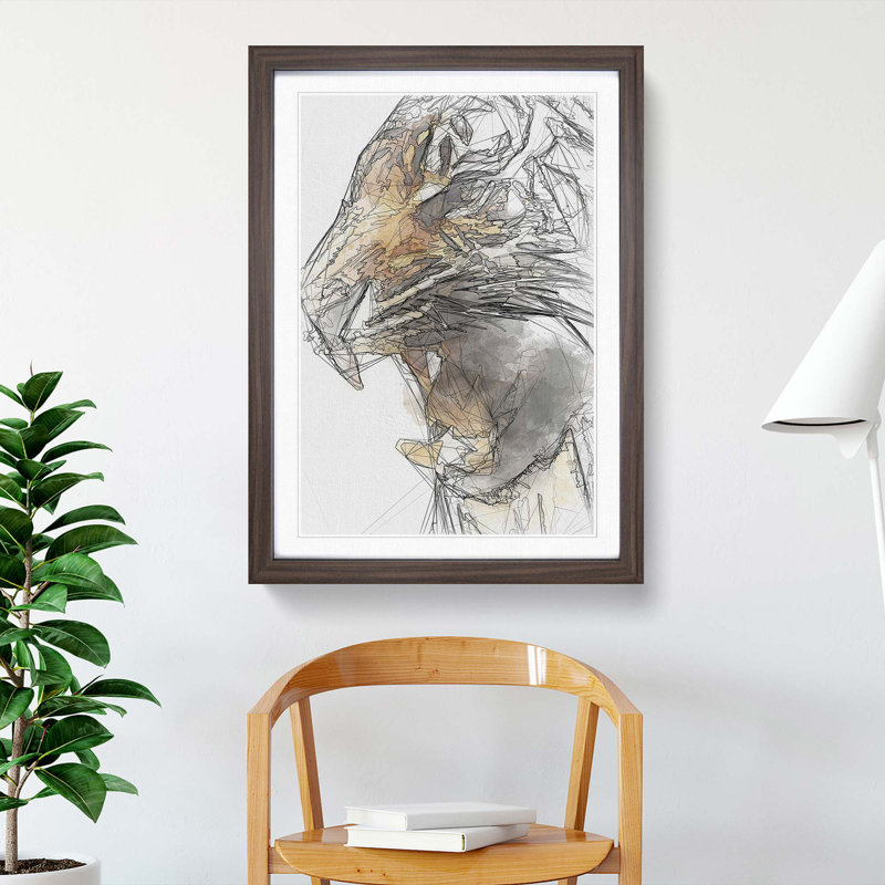 The Fierce Tiger in Abstract - Picture Frame Graphic Art Print, 48cm H x 36cm W x 2cm D, Walnut Framed
