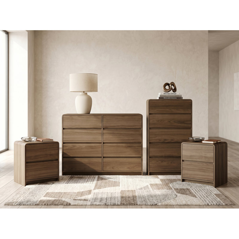Ensemble de chambre à coucher 4 pièces Rishel, 4 Pcs: Chest, Dresser 8, 2 Nightstands