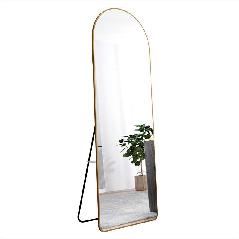 The 4St Generation Of Floor Mounted Full Length Mirrors. Aluminum Alloy Metal Frame Arched Wall Mirror, Bathroom Makeup Mirror, Bedroom Porch, Clothing Store