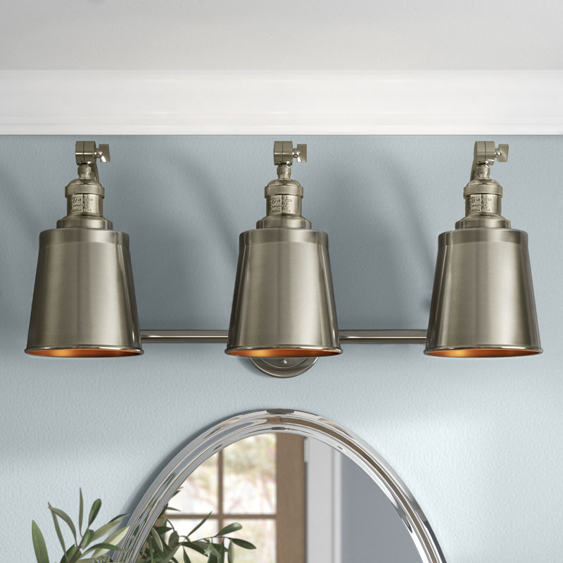 Lavender Hill 3 - Light Dimmable Vanity Light, Brushed Satin Nickel, 6 Watt Vinage LED Bulb, Brushed Satin Nickel