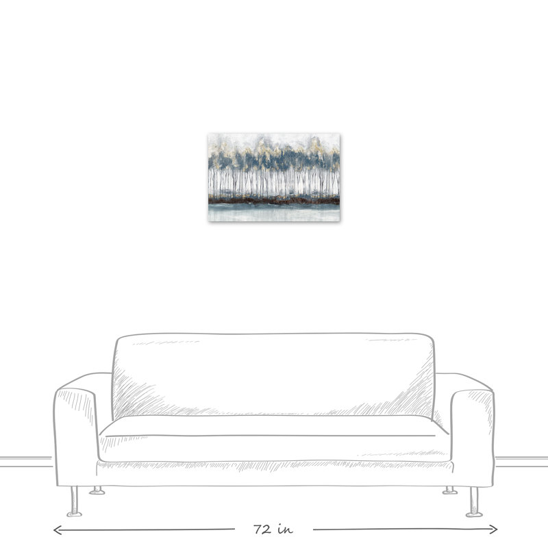 Paysage de bouleau sur toile, H 16 po x l 24 po x P 1,25 po, Sans cadre