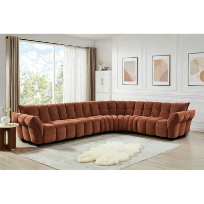 Minimore Modern Style 145.3" W Marigold L Shape 6s Sofa