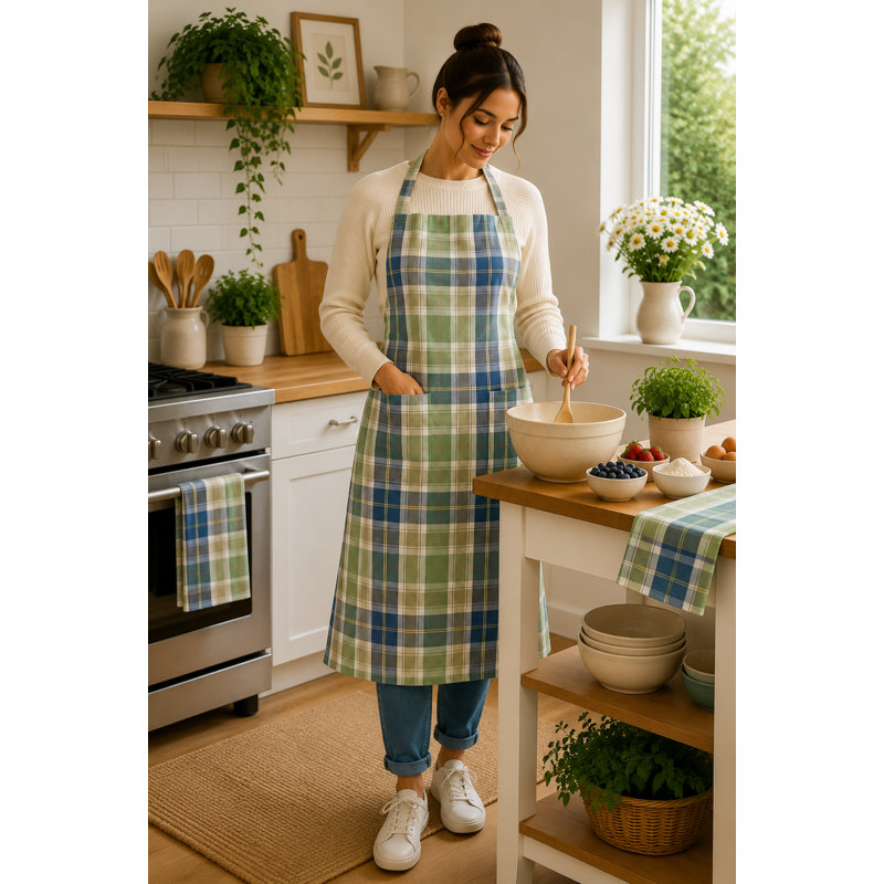 Sea Queen Check Pattern Apron