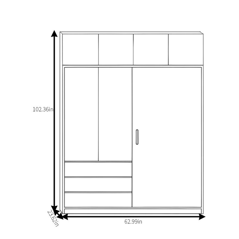 Simple Walnut Colour Closet, 102.36'' H x 62.99'' W x 23.62'' D