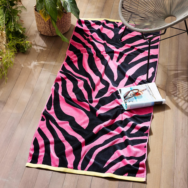 Zebra Print Pink Large Beach Towel