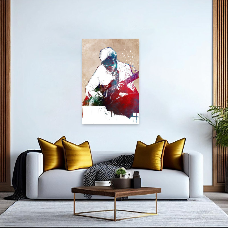 Vibrant Guitar Performance Colorful Vibrant Abstract Wall Art Print 1 Piece Wrapped Canvas Wall Art, 152.4cm H x 101.6cm W