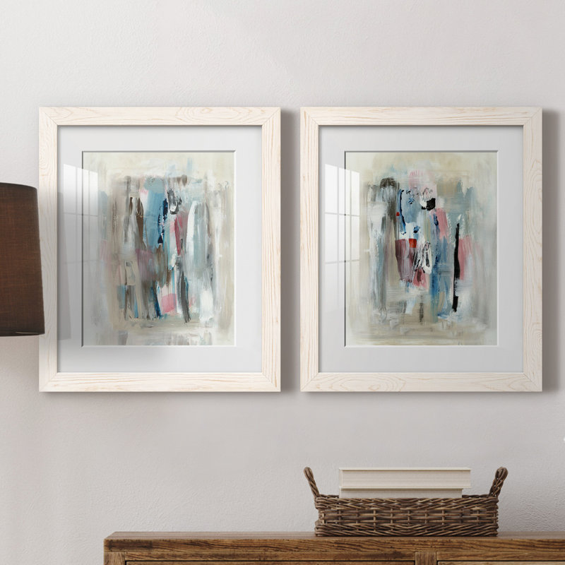 " Rain Shadow I " 2 - Pieces, 20" H x 17" W x 1" D, White Framed Paper, White