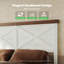 Base de lit double Farmhouse avec tête de lit géométrique de 51,2 po de hauteur, rangement sous le lit, système de support entièrement en métal, aucun sommier requis, assemblage facile, blanc antique-237700763-237700762
