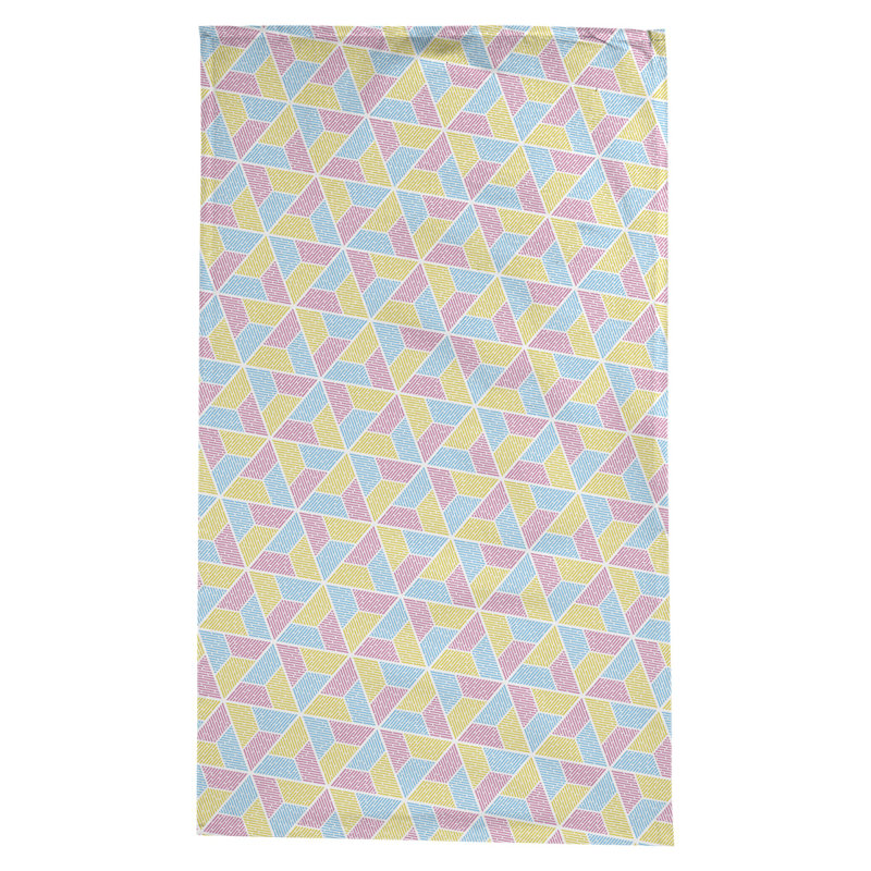 Leffel Trapezoids Tablecloth, Blue/Yellow/Pink