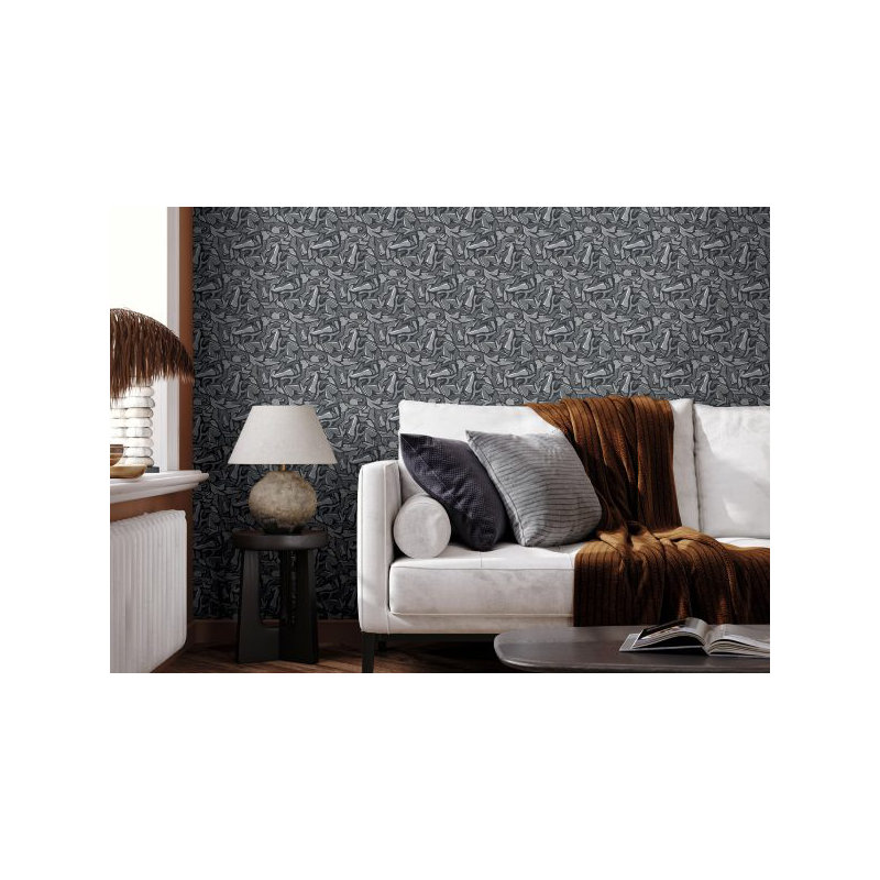 Puzzle Petite 10cm x 60m Wallpaper Roll, Black/Grey