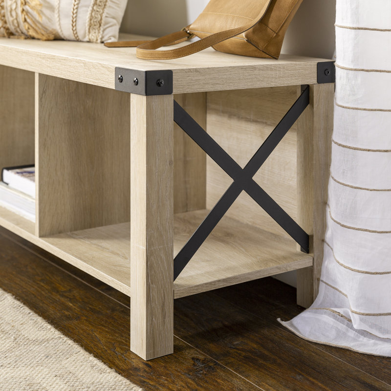 Banc de rangement à casiers Larenda, Chêne blanc