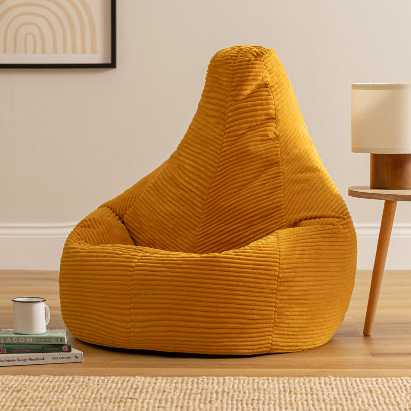 Dalton Corduroy Recliner Bean Bag, Ochre Yellow
