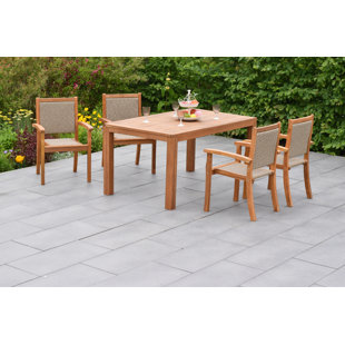 Castilla 4 - Person Acacia Wood Patio Dining Set with Extendable Rectangular Table