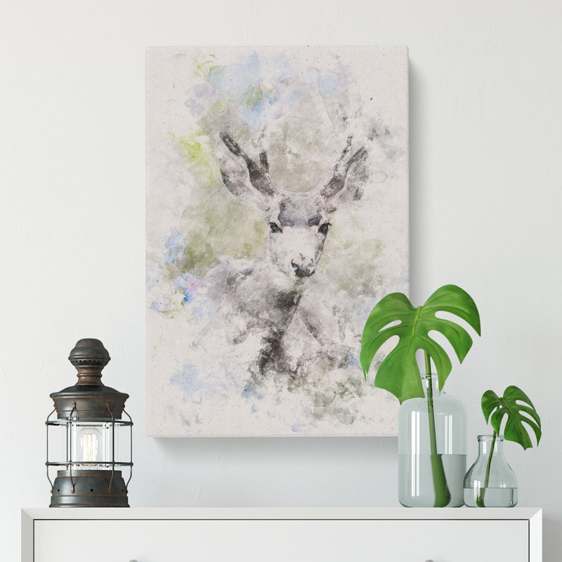 Resting Deer - Wrapped Canvas, 50cm H x 35cm W x 3cm D