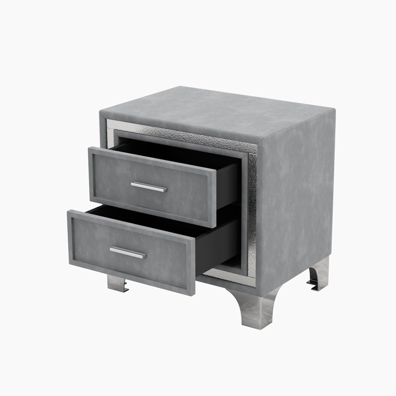 Table de chevet 2 tiroirs Shonski, gris